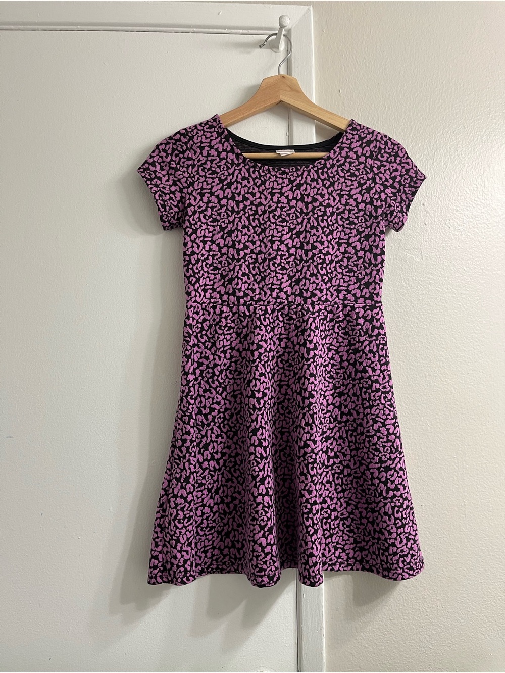 Girls' Pink and Black Leopard Print Fit-&-Flare Dress